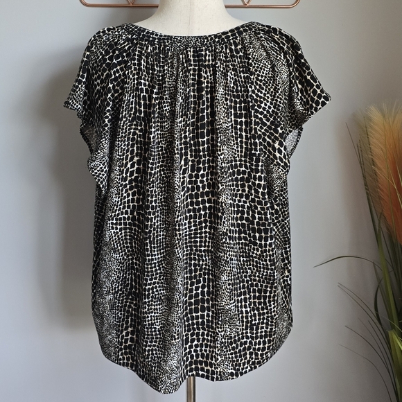 Banana Republic, New Animal Leopard Print Pleated Jersey Blouse Shirt Size XL - Picture 6 of 12